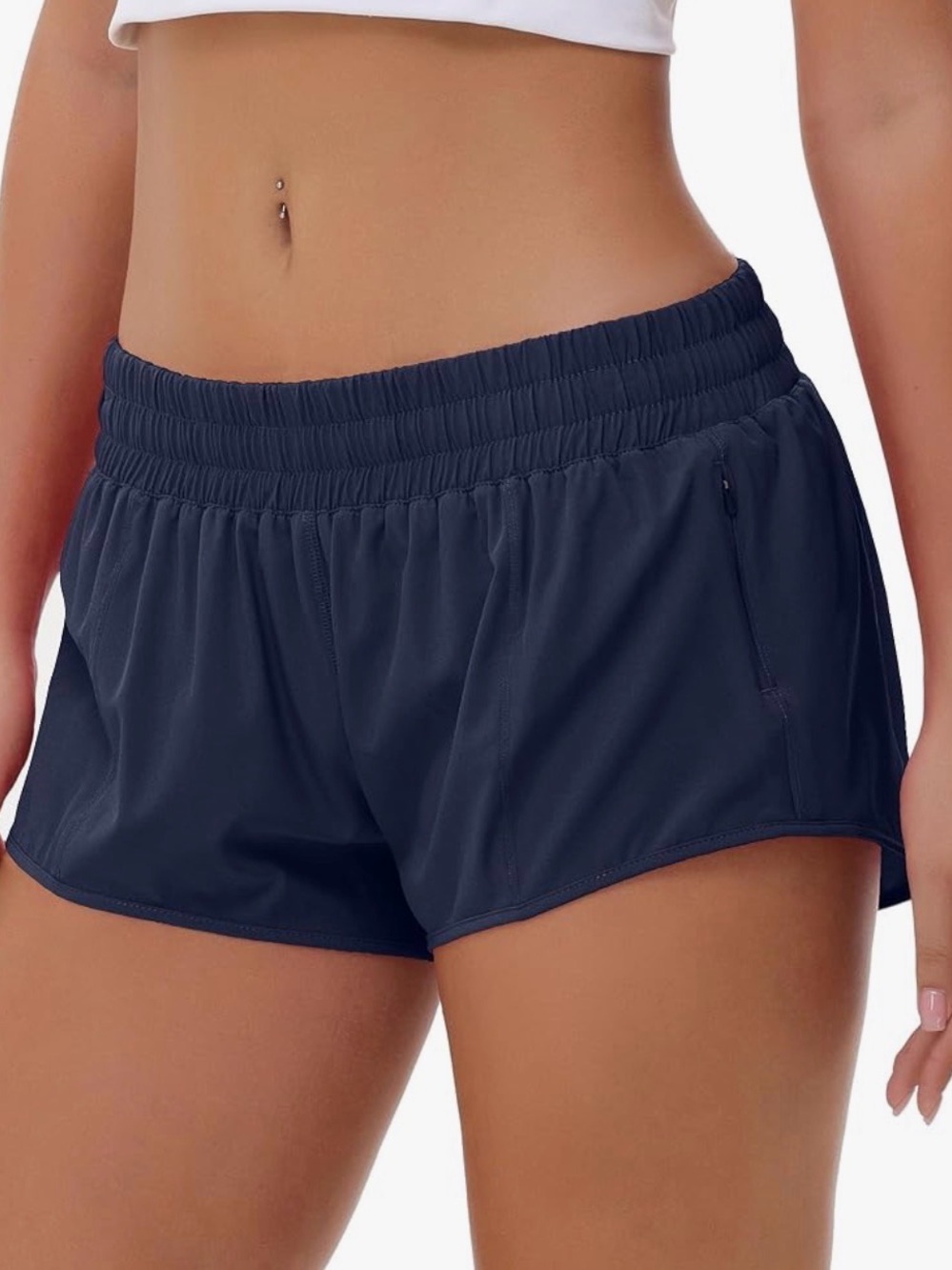 Women’s Navy Athletic Running Shorts with Elastic Waist